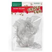 1. Craft With Fun Ozdoba Dekoracyjna Kokarda Srebrna 10szt 383969
